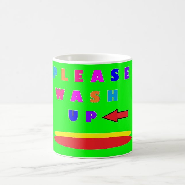 Please wash up design lime green with words coffee mug (Center)