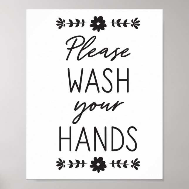 Please Wash Your Hands Black Poster (Front)
