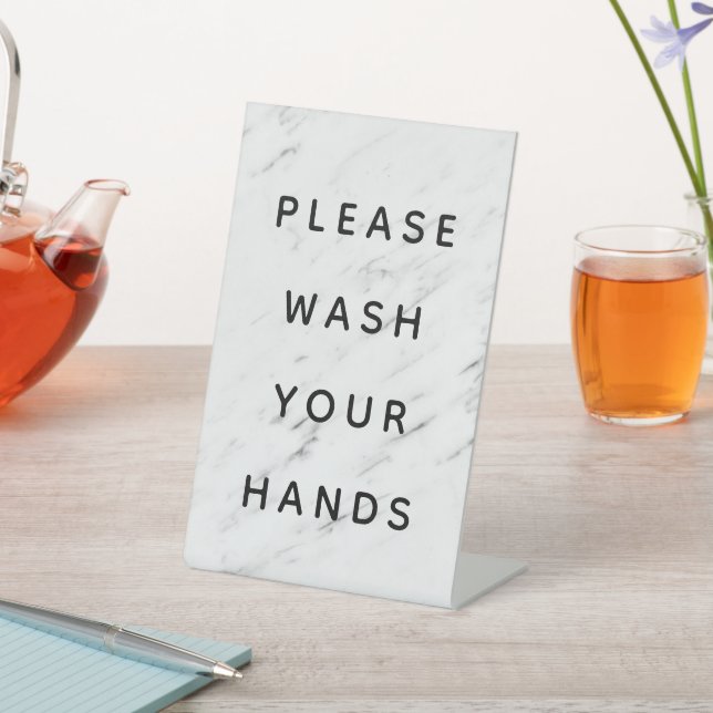 Please Wash Your Hands Sign for Bathroom Counter (In SItu)