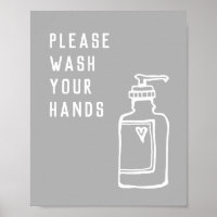 Please Wash Your Hands Soap Minimalist Grey