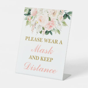Please wear a mask pedestal sign