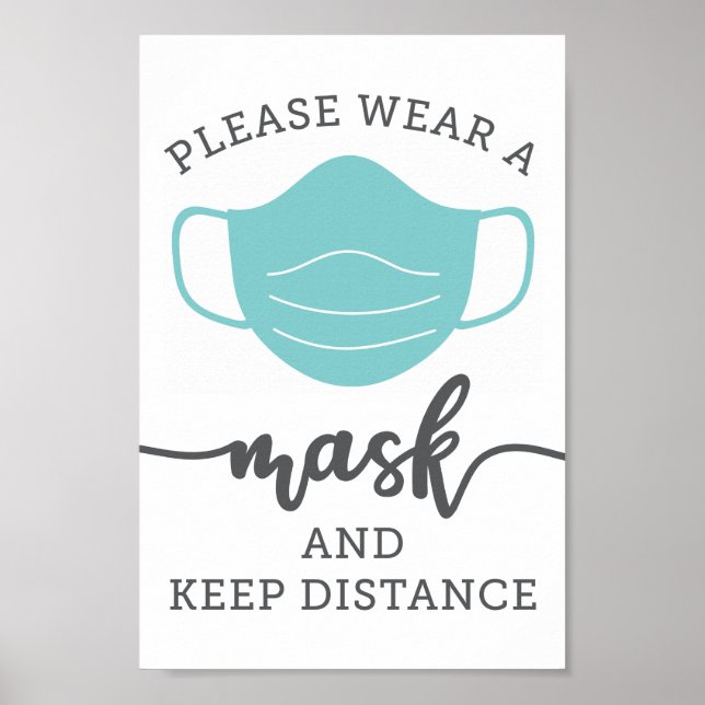 Please Wear A Mask Sign Blue Mask (Front)