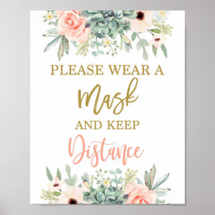 Please wear a mask succulents sign