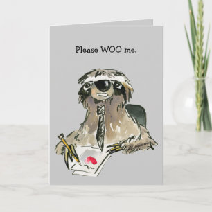 Please Woo Me Cartoon Sloth Card