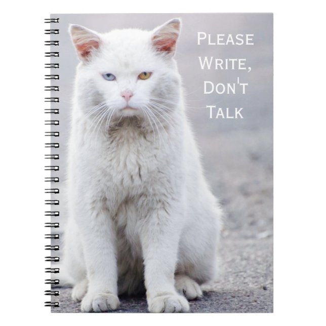 "Please Write, Don't Talk" Crabby Cats Notebook (Front)