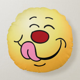 Pleased Face Grumpey Round Pillow