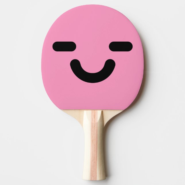 Pleased  Face Light Pink Ping Pong Paddle (Front)