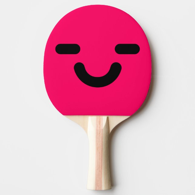 Pleased Face Pink Ping Pong Paddle (Front)
