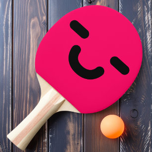 Pleased Smiley Face Pink Ping Pong Paddle