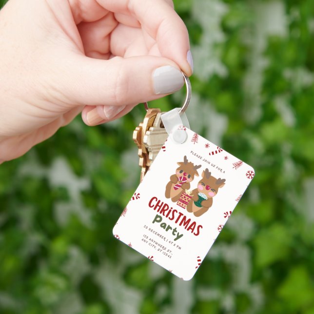 PleaseJoinUs A ChristmasParty At 8 PM Keychain (Hand)
