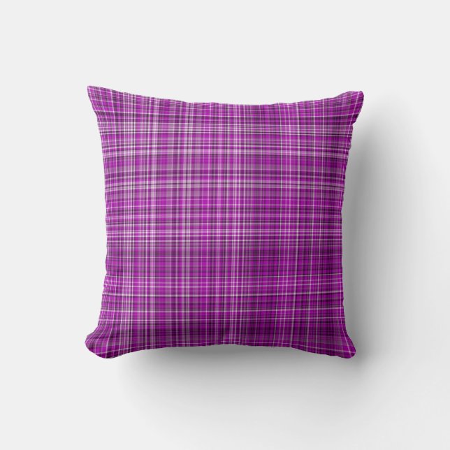 Pleasing Purples Plaid 15-Square Throw Pillow (Front)