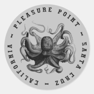 Pleasure Point, Santa Cruz Octopus  Classic Round Sticker