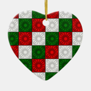 Pleated Corners-Red-White-Green-Hrt ORNAMENT