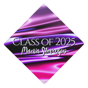 pleated pink purple metallic satin fabric graduation cap topper