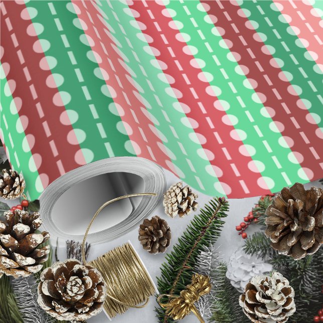 Pleated Stripes - Christmas - Green Red Pink Wrapping Paper (Pleated Stripes - Christmas - Green Red Pink Wrapping Paper Rolls by Leapfroglisics Shop)