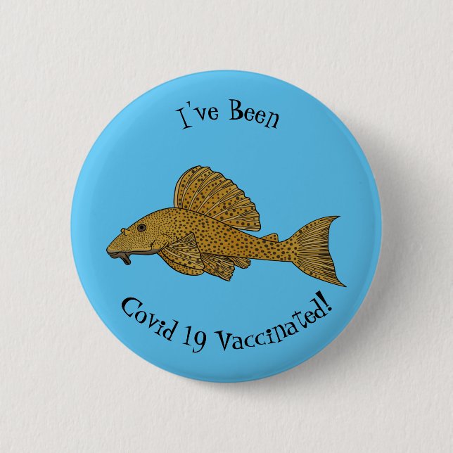 Pleco fish cartoon illustration  2 inch round button (Front)