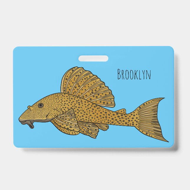 Pleco fish cartoon illustration  badge (Front)
