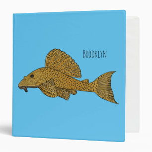 Pleco fish cartoon illustration binder