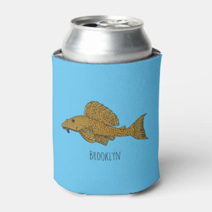 Pleco fish cartoon illustration can cooler