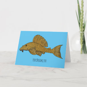 Pleco fish cartoon illustration card