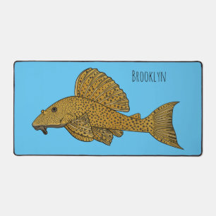 Pleco fish cartoon illustration  desk mat
