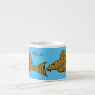 Pleco fish cartoon illustration   espresso cup