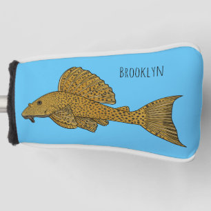 Pleco fish cartoon illustration golf head cover