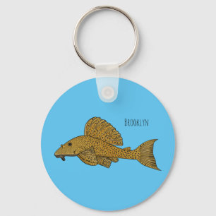 Pleco fish cartoon illustration  keychain