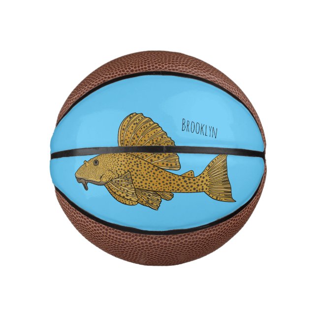 Pleco fish cartoon illustration mini basketball (Front)