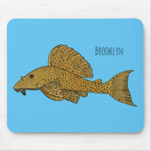 Pleco fish cartoon illustration mouse pad