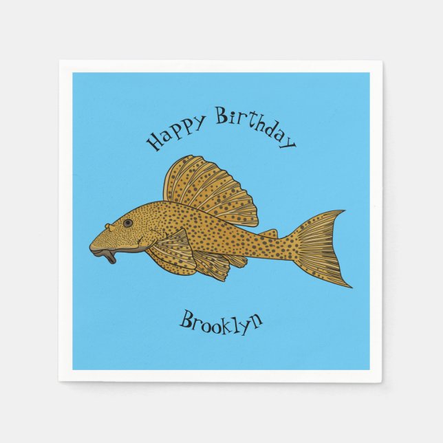 Pleco fish cartoon illustration  napkin (Front)