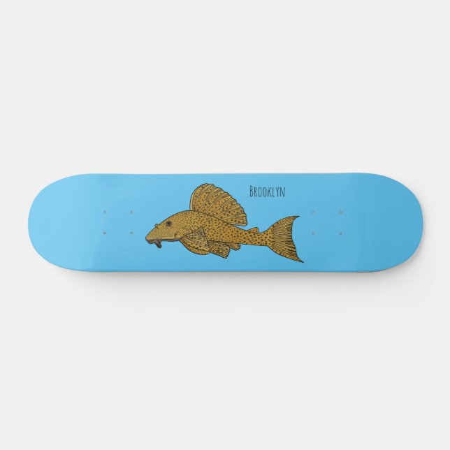 Pleco fish cartoon illustration  skateboard (Horz)