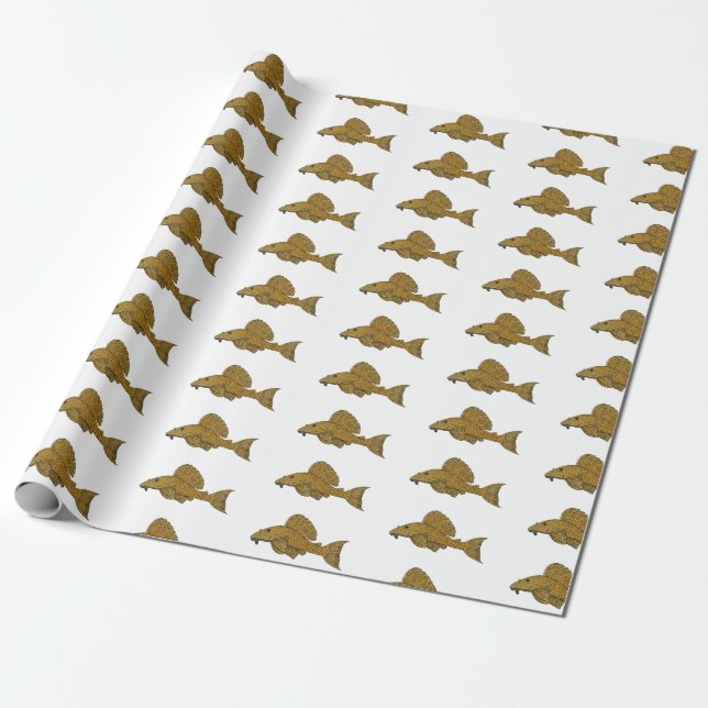 Pleco fish cartoon illustration  wrapping paper (Unrolled)