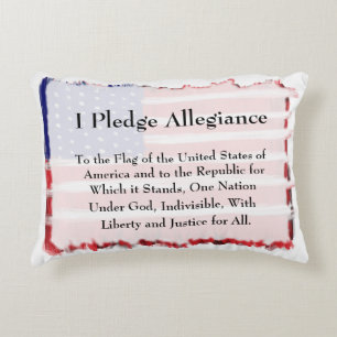 Pledge Of Allegiance And Folk Art Painted Flag Accent Pillow
