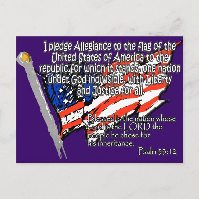 Pledge of Allegiance Psalm 33:12 Postcard (Front)
