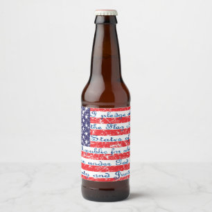 Pledge of Allegiance USA Flag Beer Bottle Label