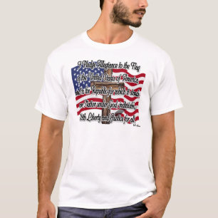 Pledge of Allegiance with US Flag and Cross T-Shirt