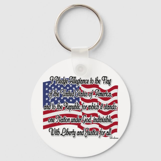 Pledge of Allegiance with US Flag Keychain (Front)