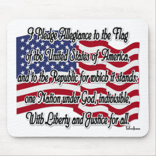Pledge of Allegiance with US Flag Mouse Pad
