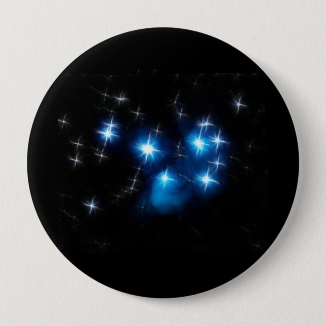 Pleiades Blue Star Cluster 4 Inch Round Button (Front)
