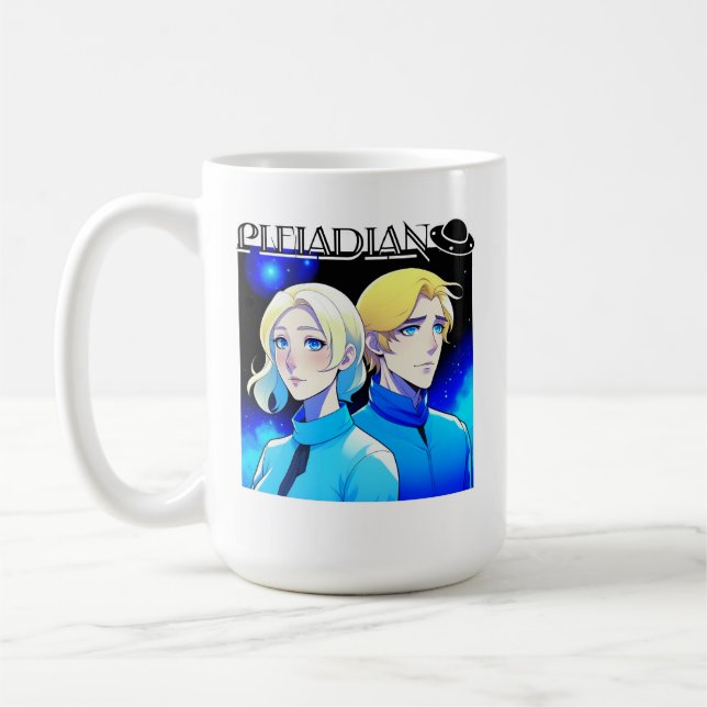 Pleiadian Alien Race and UFO Coffee Mug (Left)