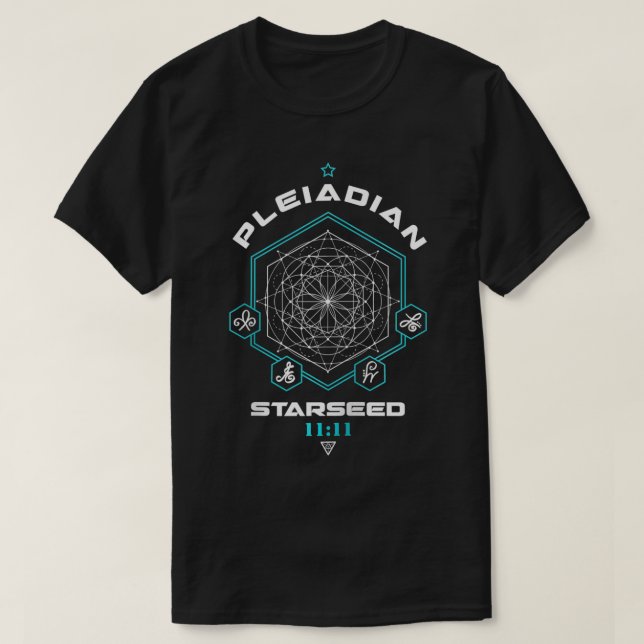 Pleiadian Starseed Light Code Sacred Geometry 1111 T-Shirt (Design Front)