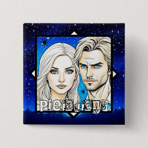 Pleiadians Extra Terrestrials Race with Stars 2 Inch Square Button