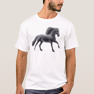 Plein T-shirt de galop de cheval frison