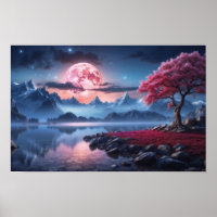 Pleine lune Art Night Sky Poster Art