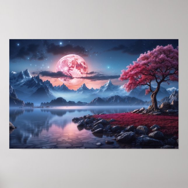Pleine lune Art Night Sky Poster Art (Devant)