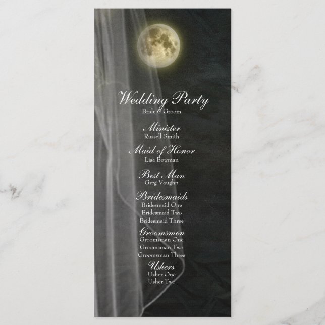 Pleine lune Black Night Veil programme de mariage (Devant)