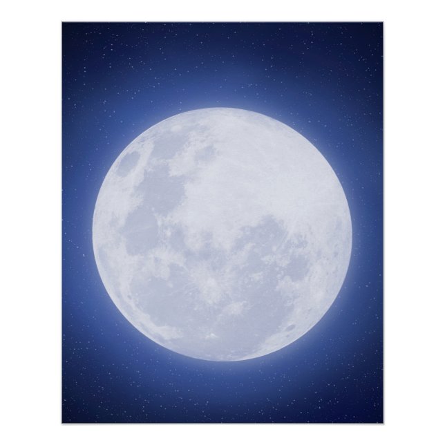 Pleine lune Blue Aura Glossy Poster (Devant)