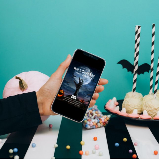 Pleine lune & Bony Halloween Halloween Invitation (Créateur téléchargé)