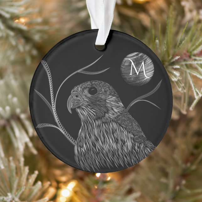 Pleine lune de faucon Monogramme noir (Arbre)